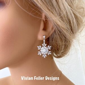 SNOWFLAKE Earrings Crystal Wedding Winter Earrings Bridal Jewelry Cubic zirconia